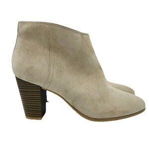 Old Navy Shoes Womens Size 10 Taupe Faux Suede Booties Zip Ankle Boots Heeled